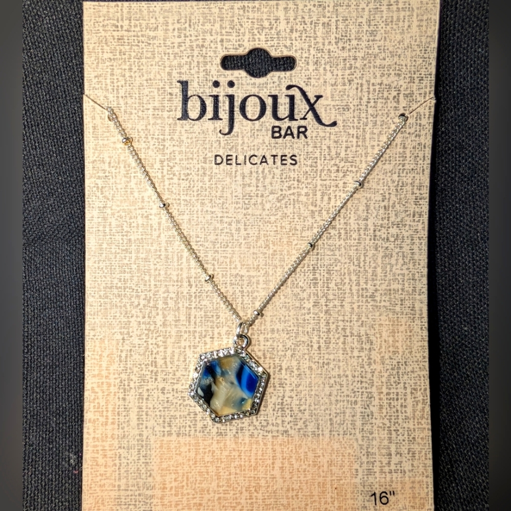Bijoux Bar Hexagon Lapis necklace